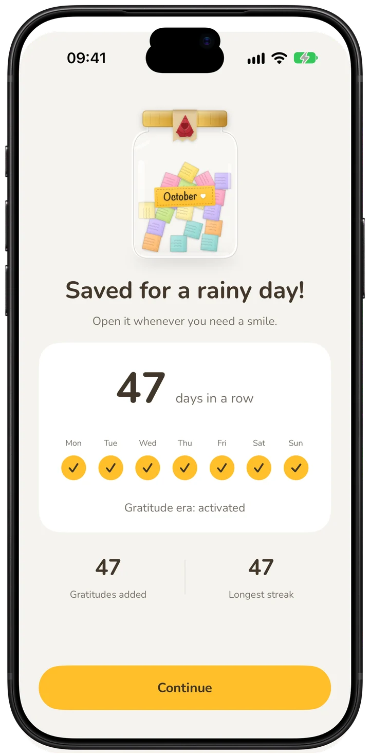 Graceup app screen: Streaks